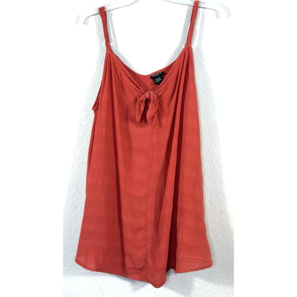 Torrid Size 2X  Women’s Orange Tie Front Cami Tank Top Adjustable Straps⁠ Boho